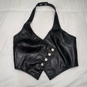 I.AM.GIA leather halter top with buttons (small)